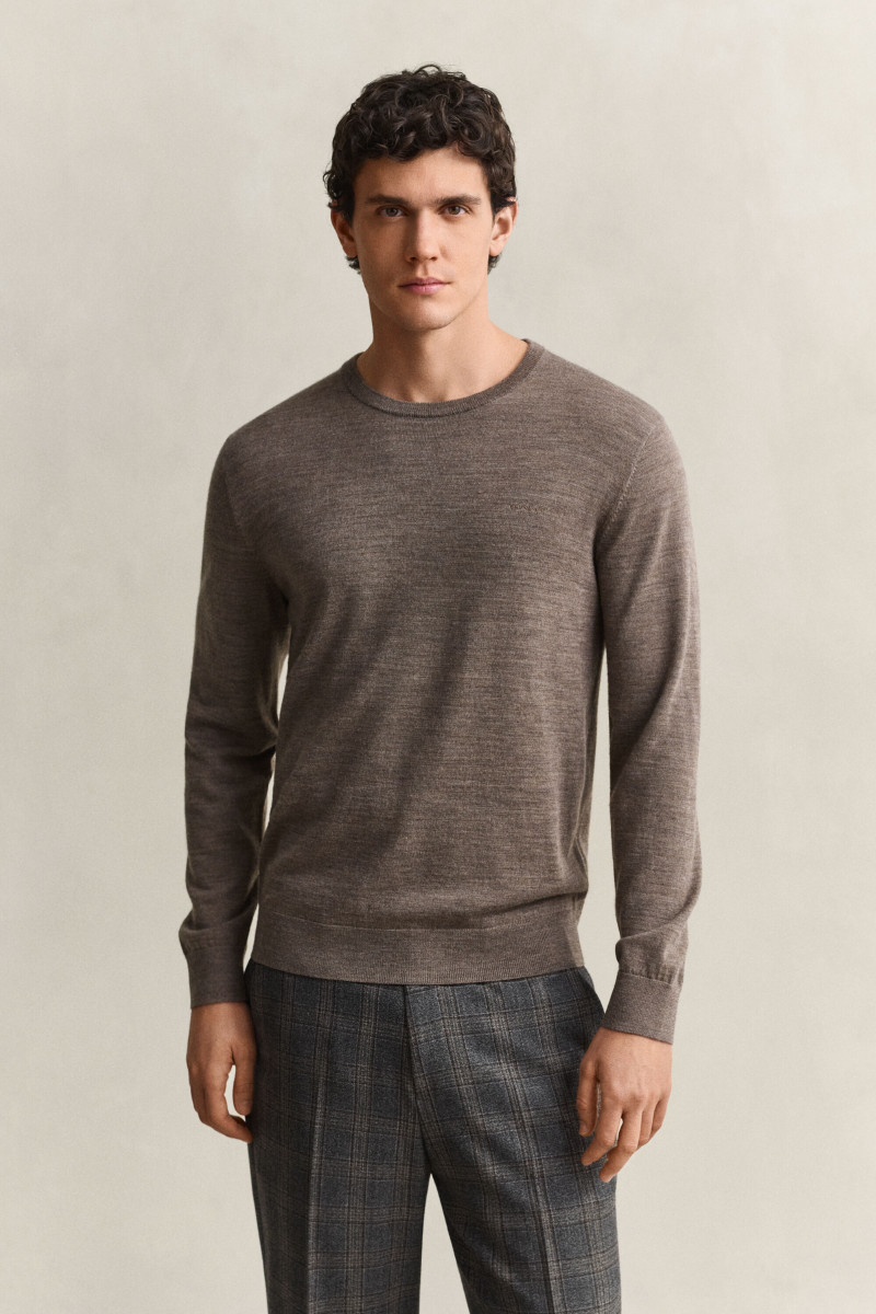 SVETER GANT EXTRAFINE MERINO WOOL C-NECK DARK HAZELNUT MELANGE