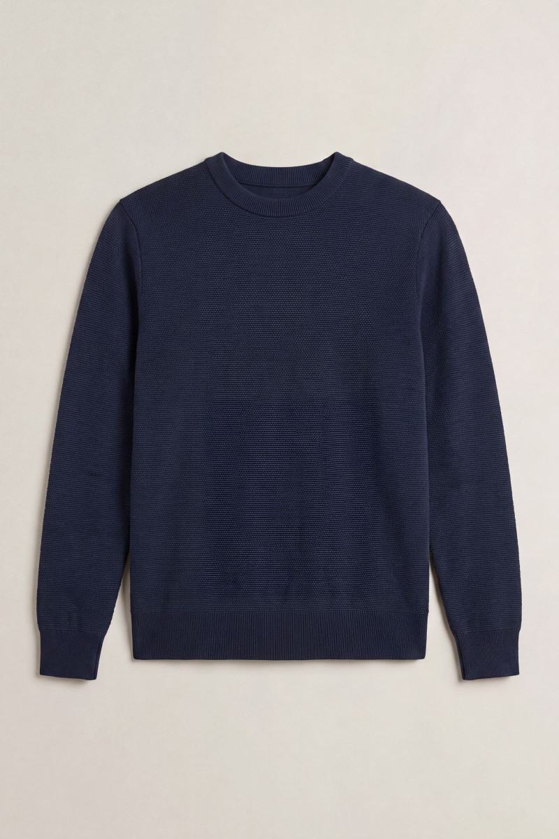 SVETER GANT COTTON WOOL 2-TONE TEXTURE C-NECK EVENING BLUE