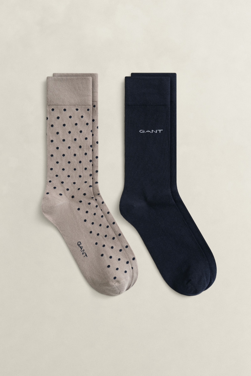 PONOŽKY GANT DOT AND SOLID SOCKS 2-PACK MIST TAUPE