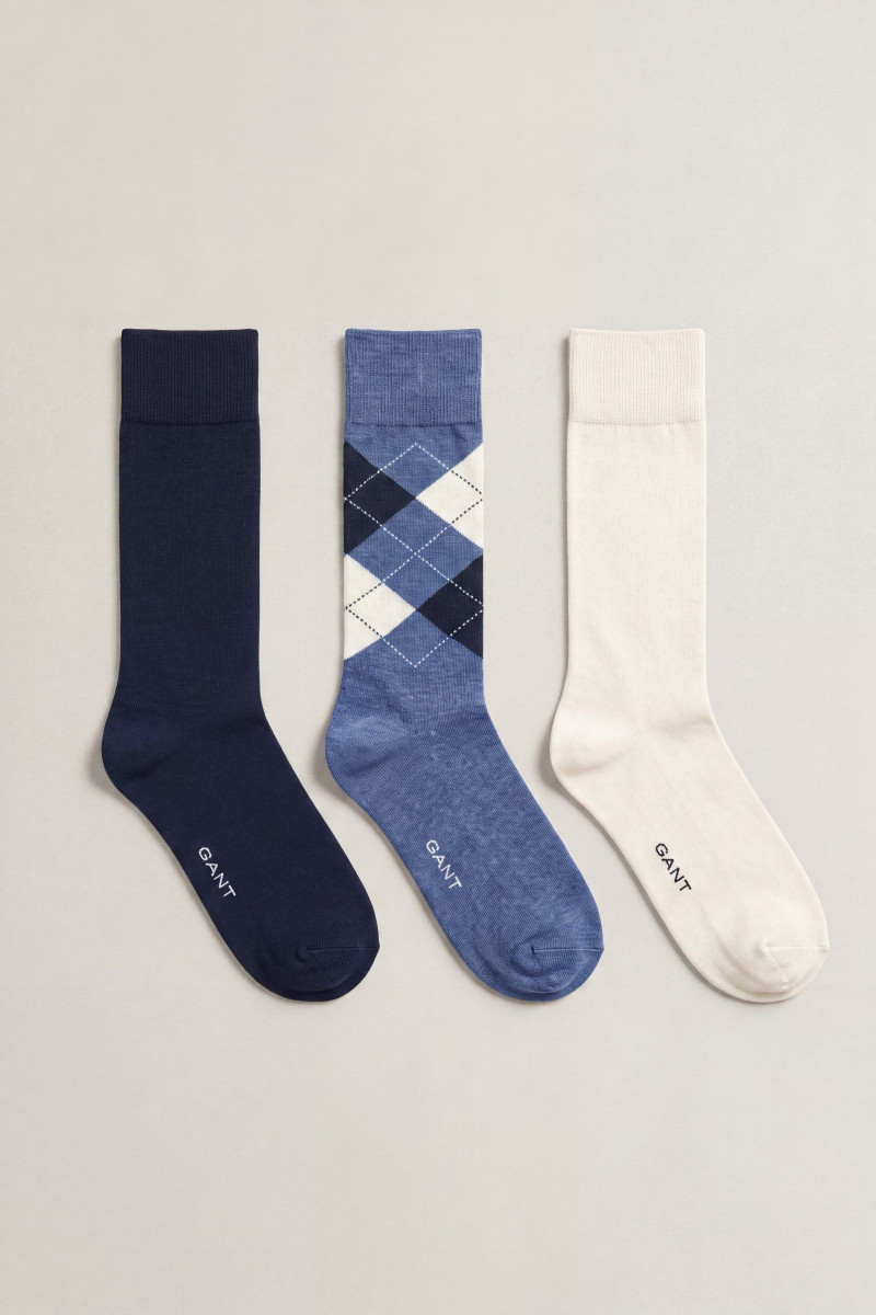 PONOŽKY GANT ARGYLE 3-PACK INDIGO BLUE MELANGE