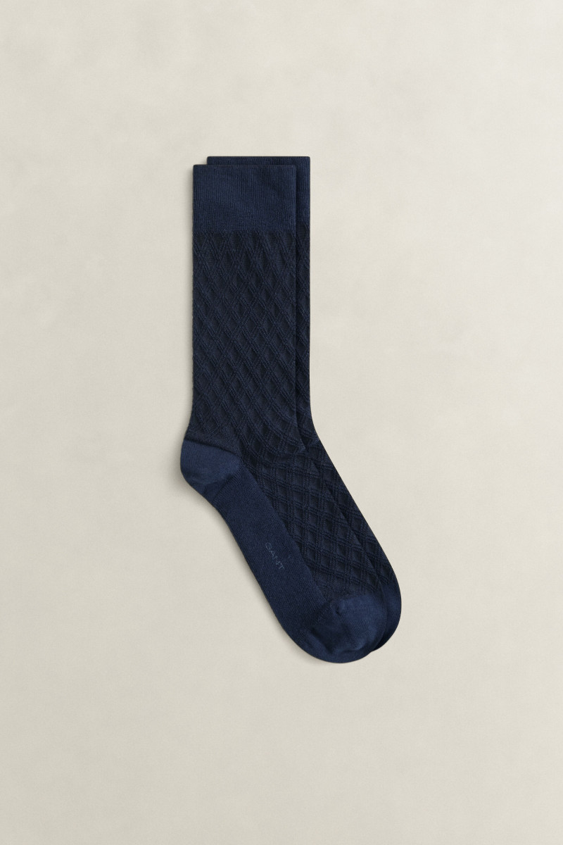 PONOŽKY GANT PLAID MERCERIZED SOCK MARINE