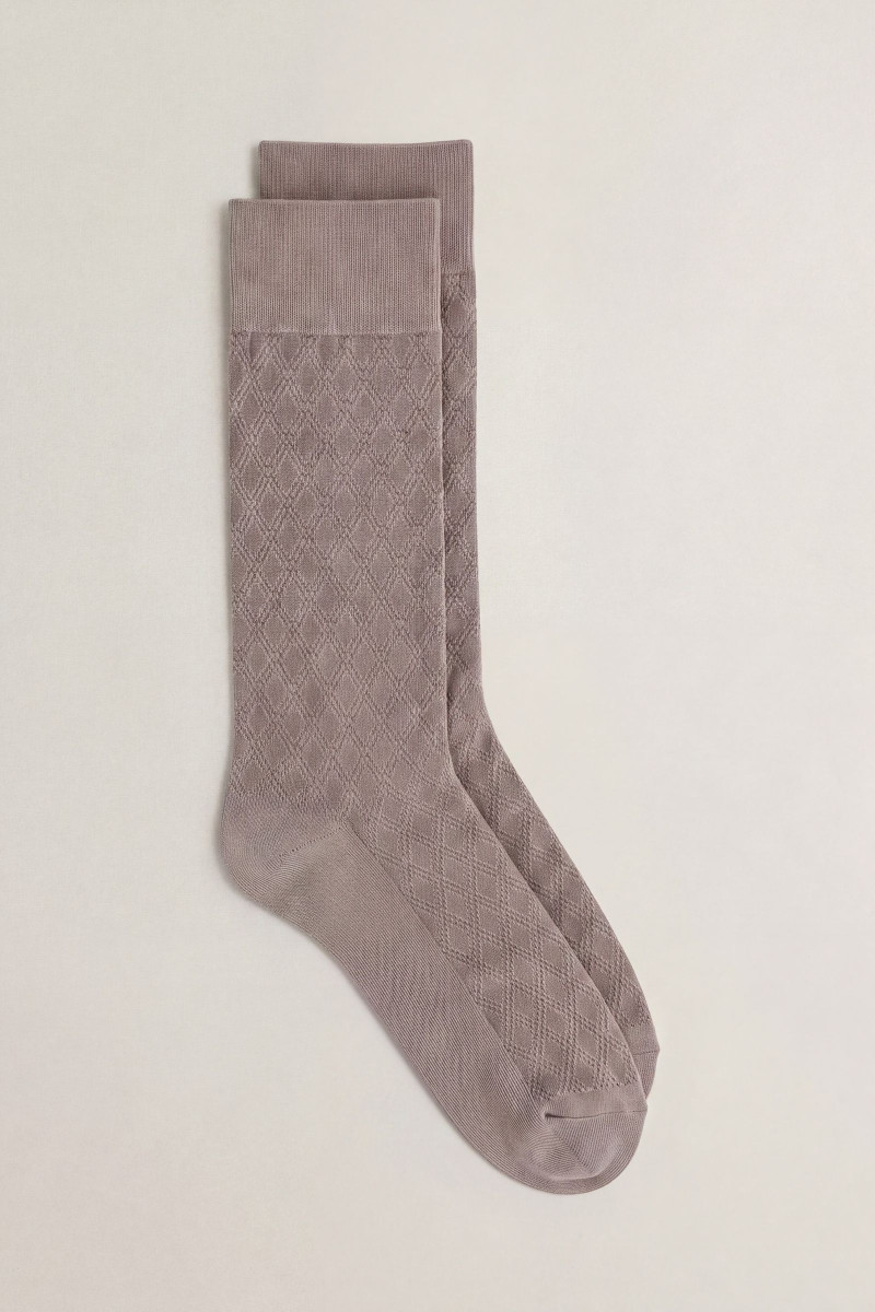 PONOŽKY GANT PLAID MERCERIZED SOCK MIST TAUPE