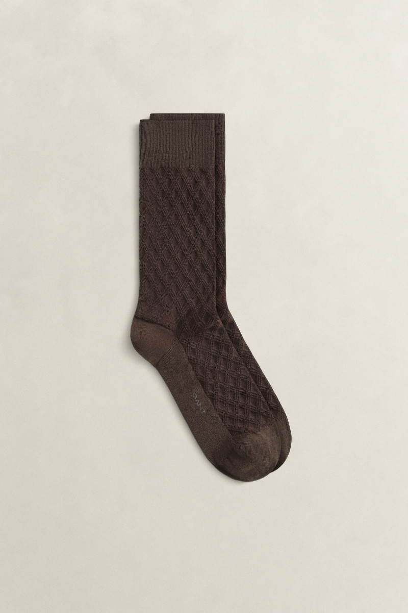 PONOŽKY GANT PLAID MERCERIZED SOCK SHADOW BROWN