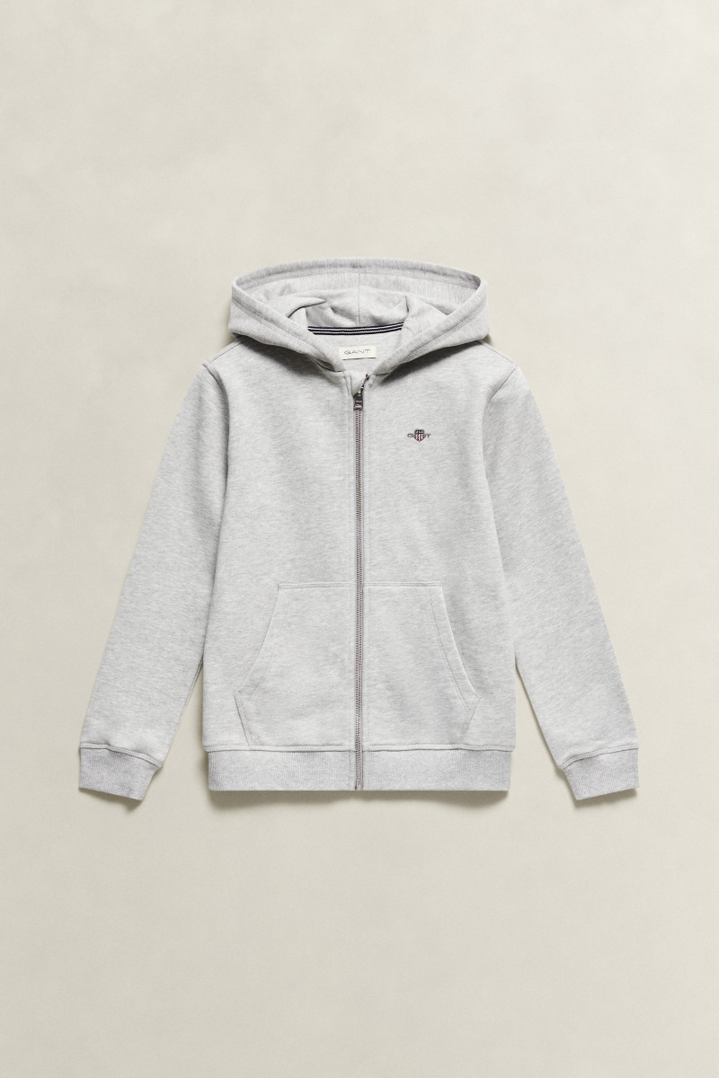 E-shop MIKINA GANT SHIELD FULL ZIP HOODIE GREY MELANGE