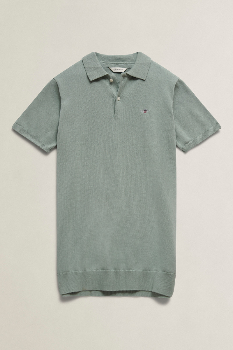 E-shop SVETR GANT SHIELD KNITTED SS POLO CERAMIC GREY