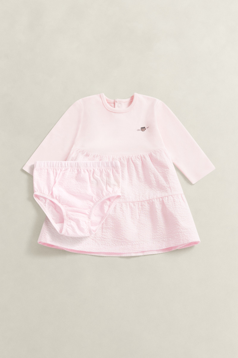 E-shop DĚTSKÝ SET GANT SEERSUCKER DRESS AND BLOOMER SET LIGHT PINK