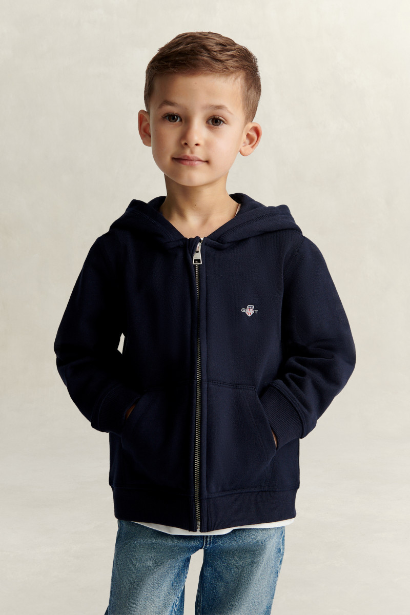 MIKINA GANT SHIELD FULL ZIP HOODIE EVENING BLUE