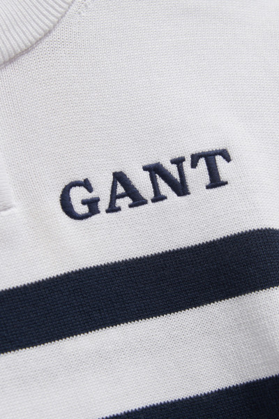 PULÓVER GANT KNITTED BRETON STRIPE ZIP FUNNEL - Kép 6