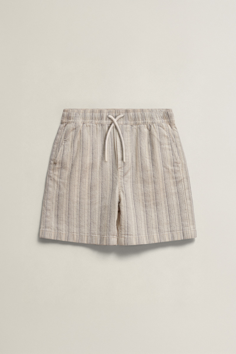 E-shop ŠORTKY GANT STRIPED LINEN DRAWSTRING SHORTS CREAMED WHITE