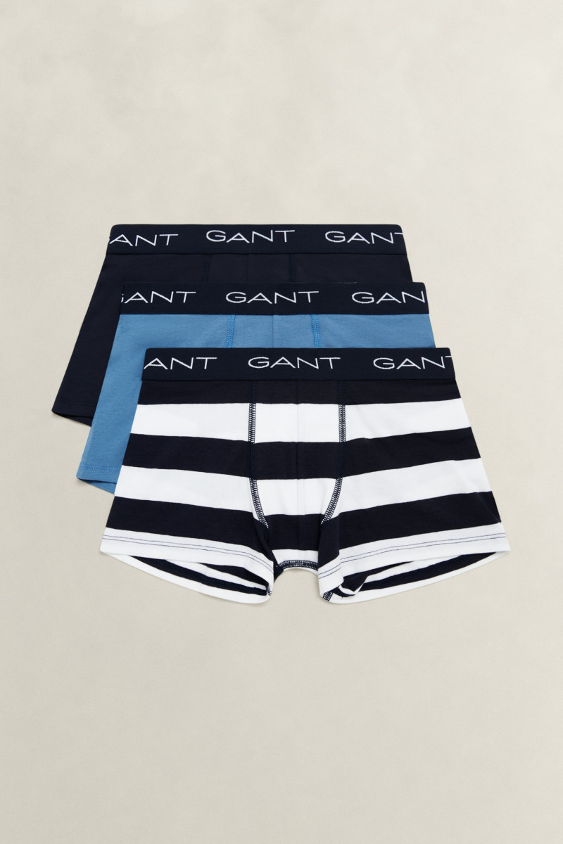 SPODNÍ PRÁDLO GANT 3 PACK STRIPE BOXER BRIEFS EVENING BLUE