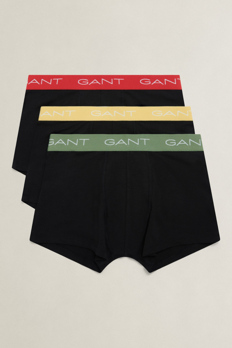 SPODNÁ BIELIZEŇ GANT 3 PACK CONTRAST WAISTBAND BOXER BRIEFS BLACK