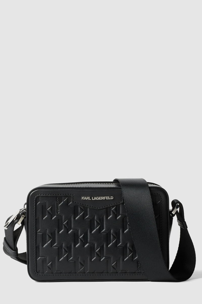 Taška Karl Lagerfeld K/Loom Leather Camera Bag Black