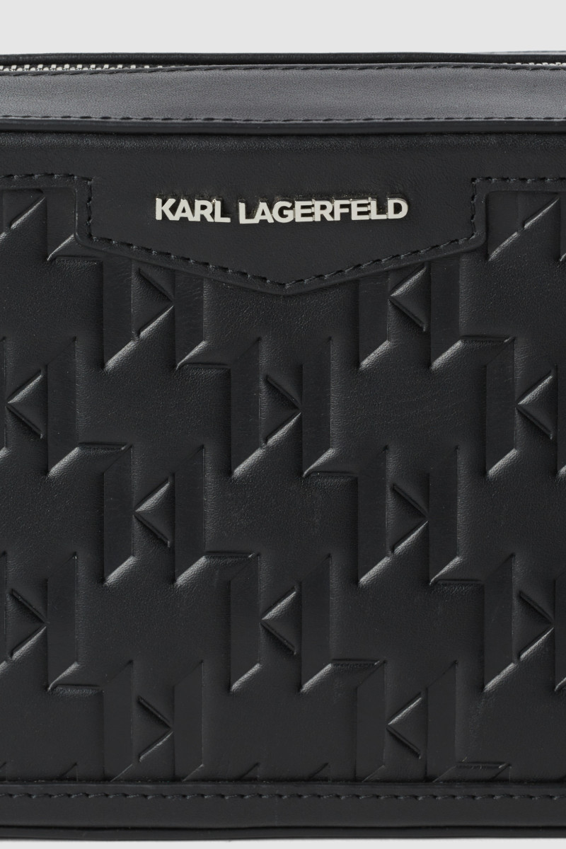 Taška Karl Lagerfeld K/Loom Leather Camera Bag Black