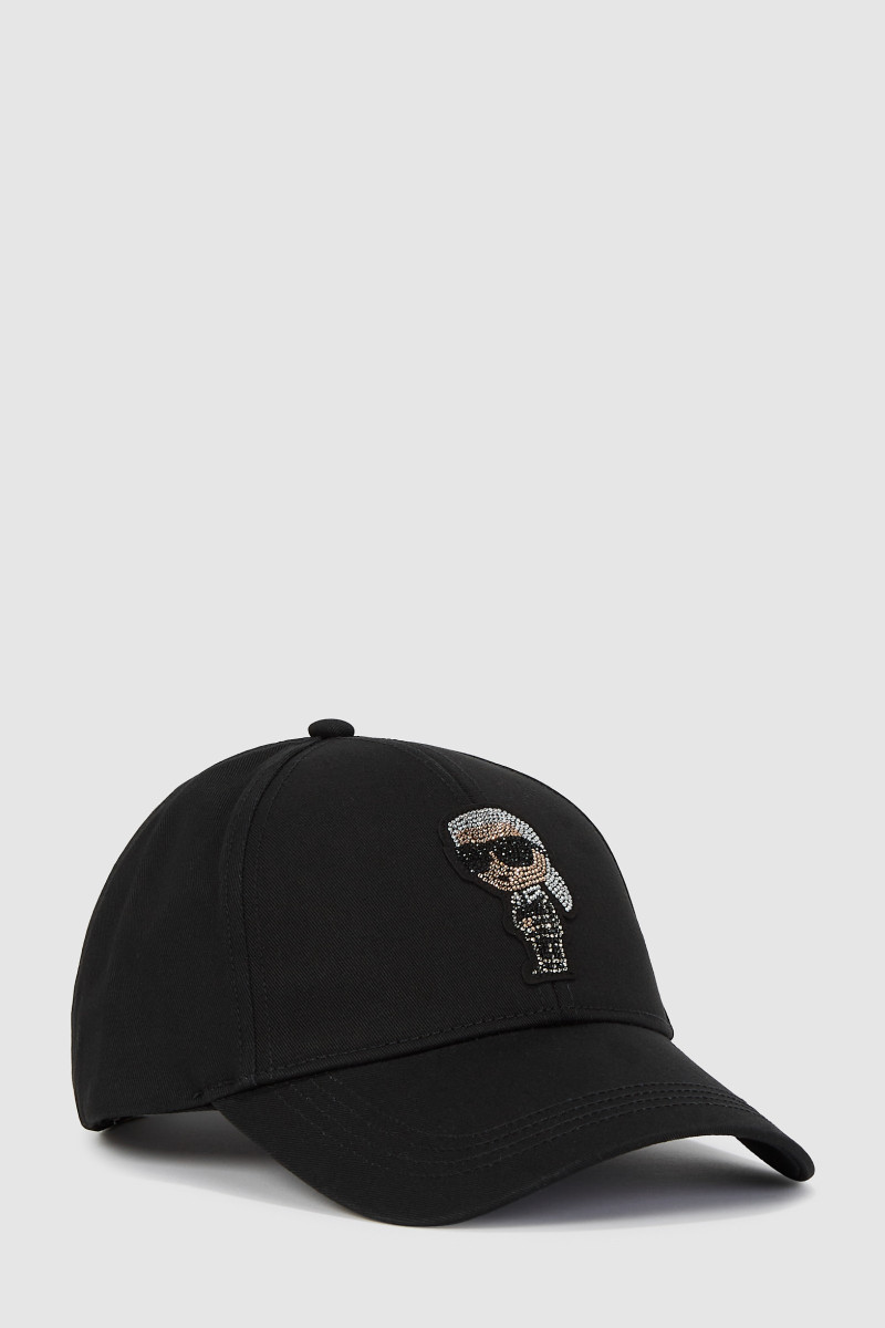Sapka Karl Lagerfeld Ikon Rhinestones Cap Black