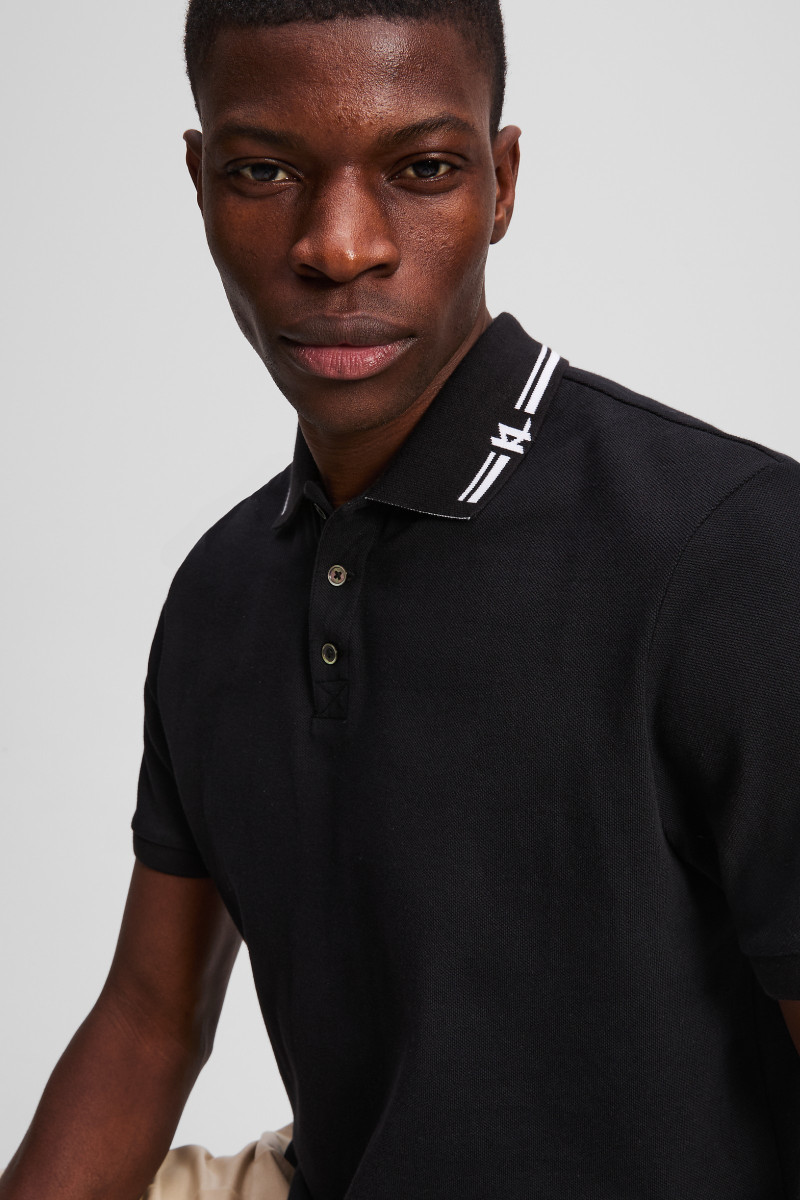 Tričko Karl Lagerfeld Polo W/ Contrast Details Black