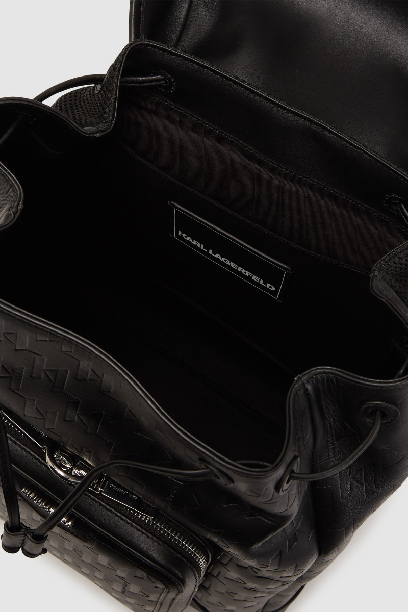 Batoh Karl Lagerfeld K/Loom Leather Backpack Black