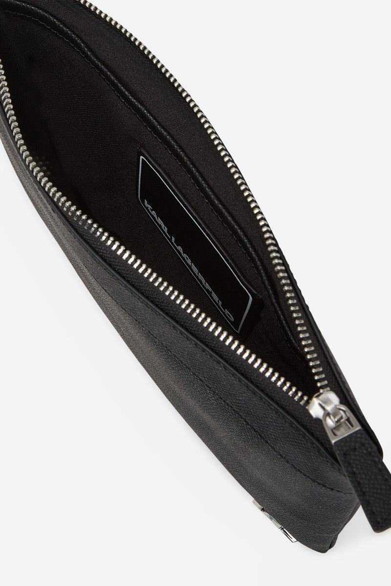 Púzdro Karl Lagerfeld K/Monogram Leather Pouch Black