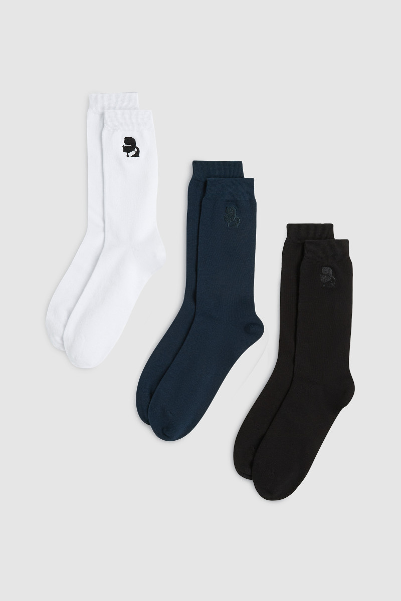 Zokni Karl Lagerfeld K/Kameo Logo Sock 3P Black-Blue-White
