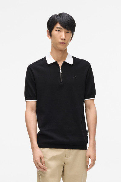 PULÓVER KARL LAGERFELD CONTRAST COLLAR KNITTED POLO - Kép 1