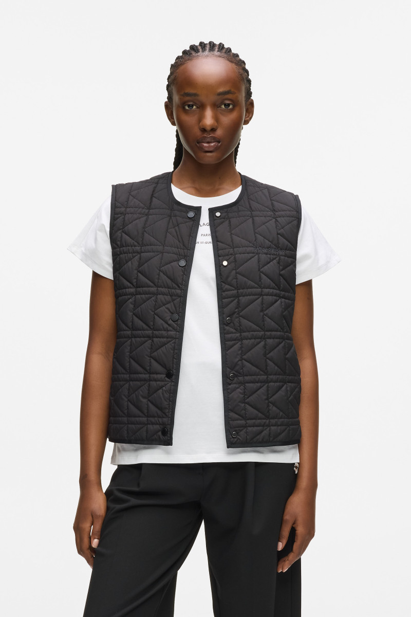Vesta Karl Lagerfeld K Quilt Lightweight Gilet Black
