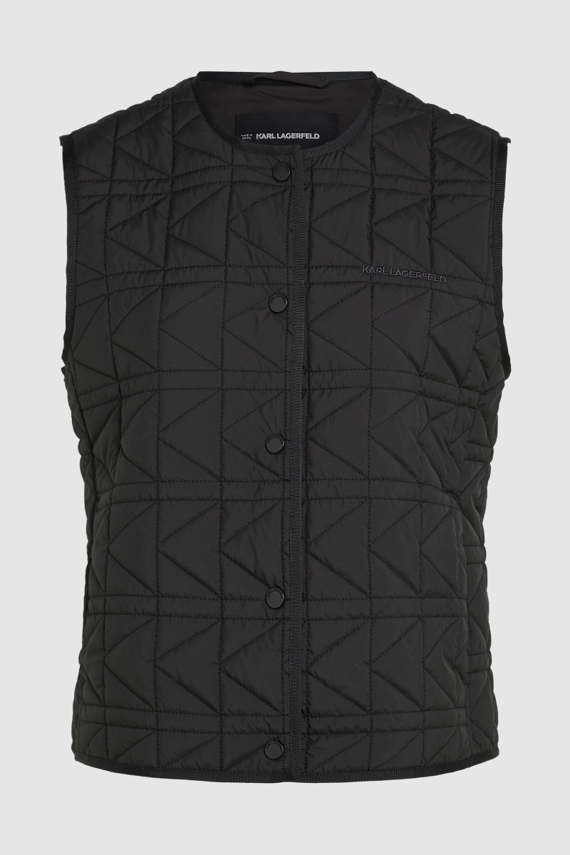 Vesta Karl Lagerfeld K Quilt Lightweight Gilet Black