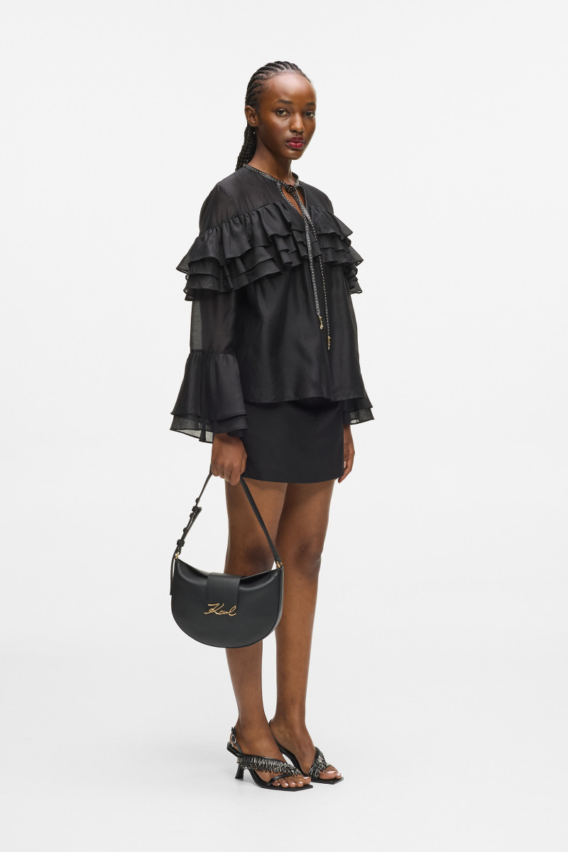 Kabelka Karl Lagerfeld K/Signature Fl Halfmoon Shb Black/Gold
