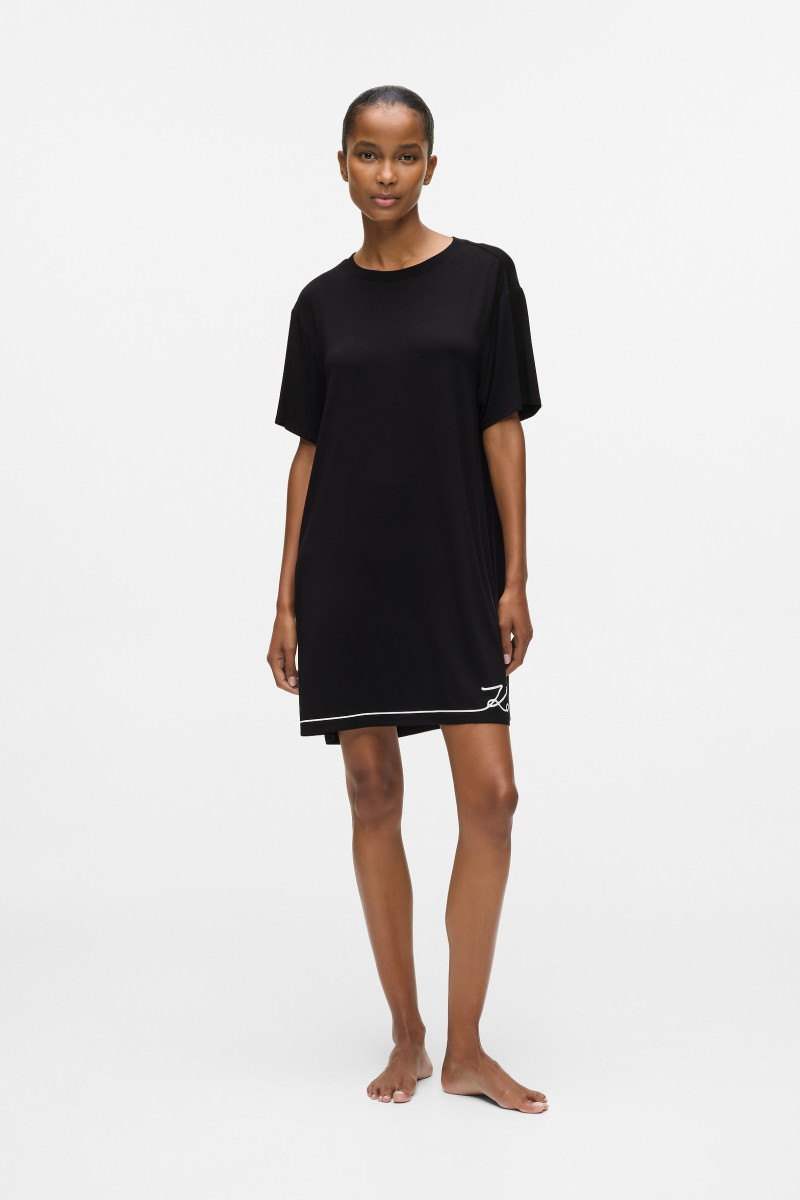 Pizsama Karl Lagerfeld Signature T-Shirt Pj Dress Black