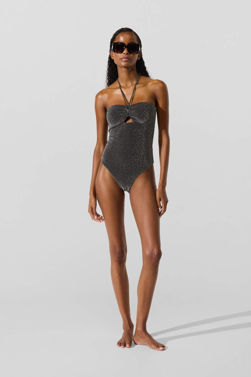 Plavky Karl Lagerfeld Signature Lurex Cheeky Ss Black Lurex