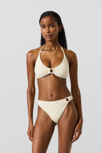 FÜRDŐRUHA KARL LAGERFELD CROCHET HIGH LEG CHEEKY W RING - Kép 1