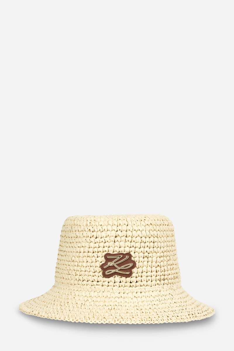 Kalap Karl Lagerfeld K/Autograph Crochet Bucket Hat Natural