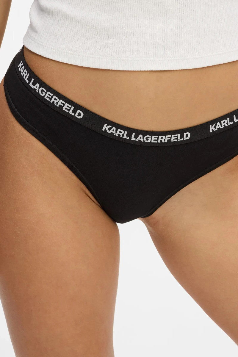 Spodná Bielizeň Karl Lagerfeld Logo Thong Black/White/Grey