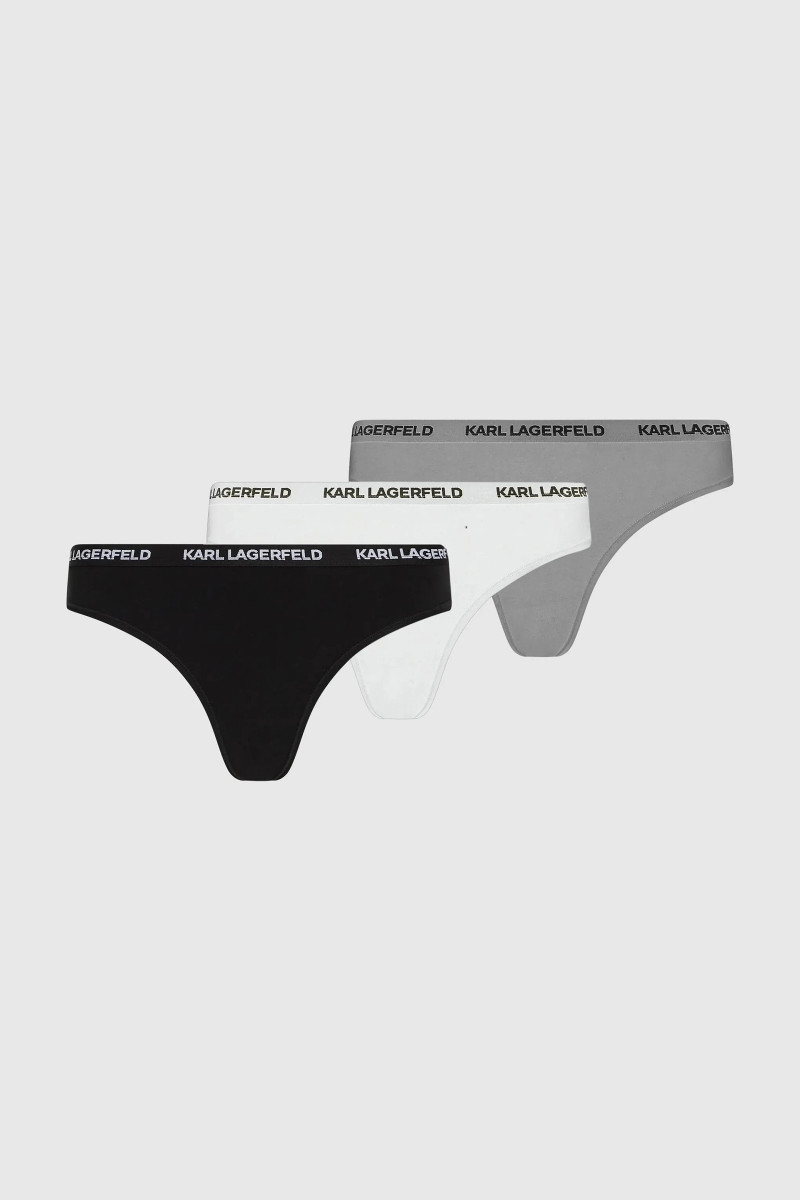 Alsónemű Karl Lagerfeld Logo Thong Black/White/Grey
