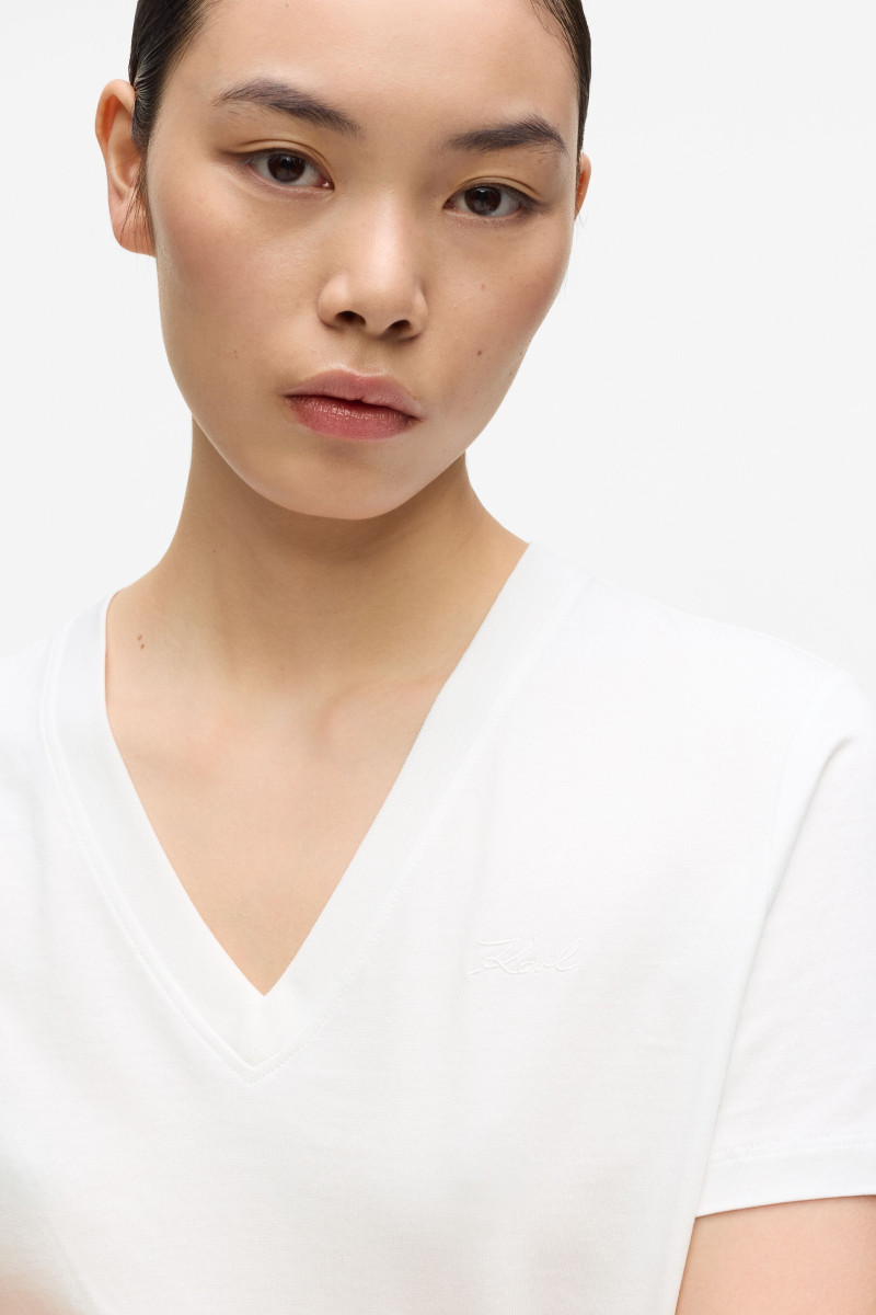 Tričko Karl Lagerfeld Essential V-Neck T-Shirt White