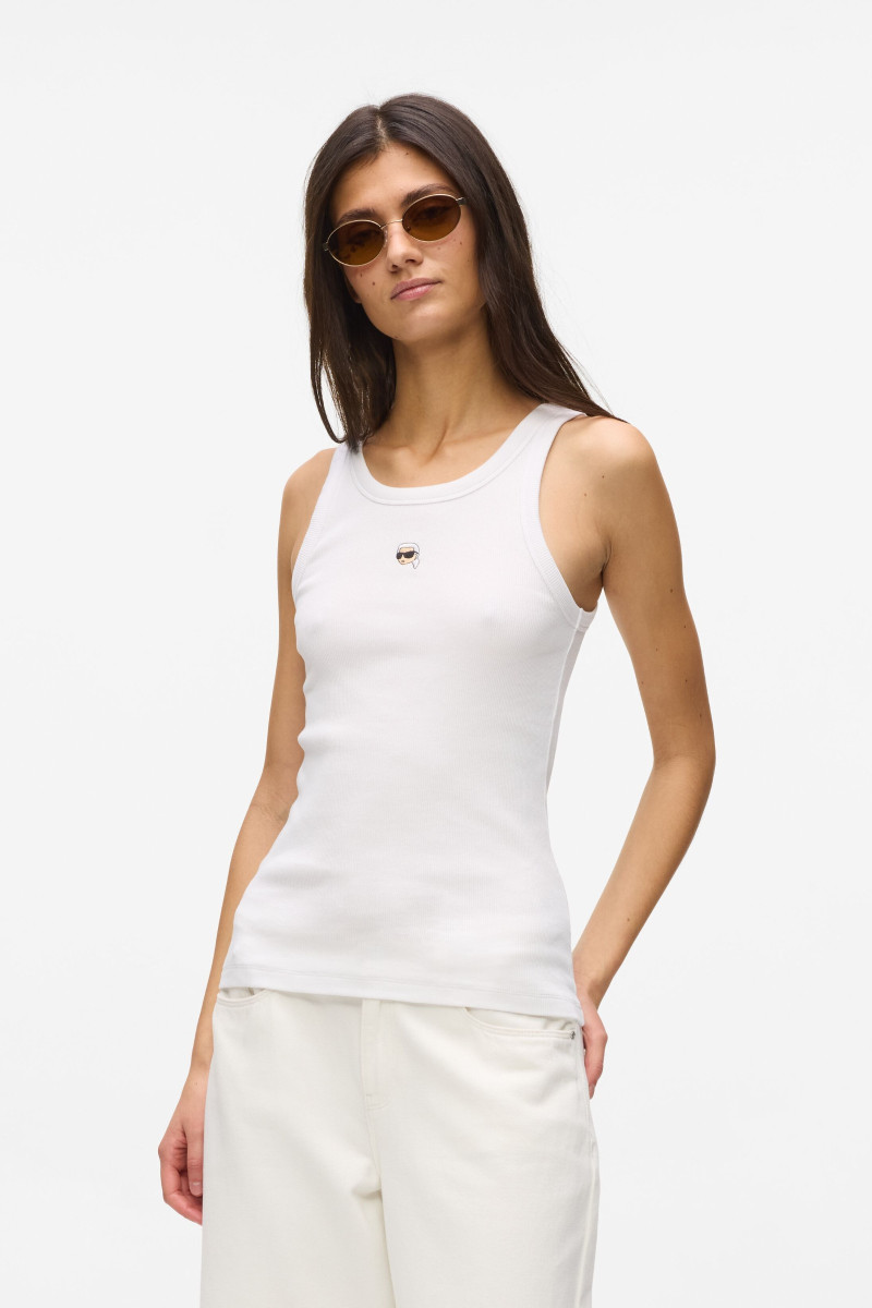 Top Karl Lagerfeld Ikon Ribbed Tank Top White