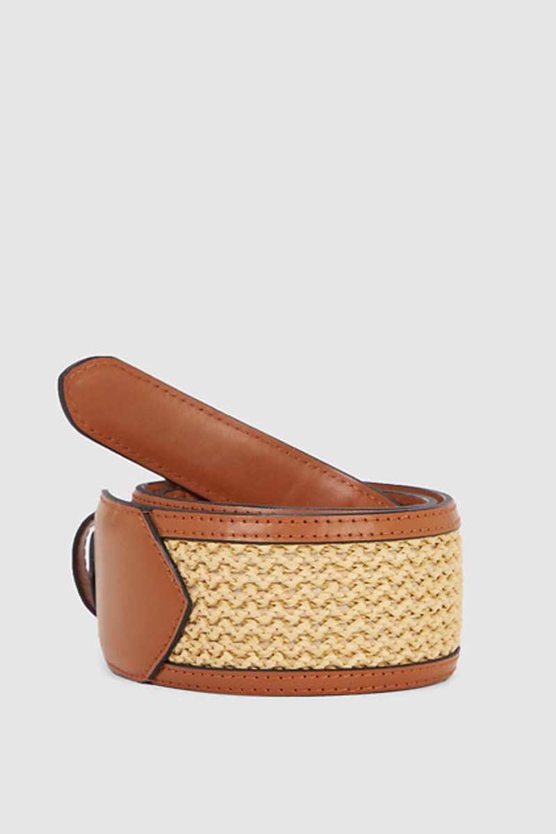 Opasok Karl Lagerfeld K/Signature Md Raffia Belt Natural-Sudan Brown