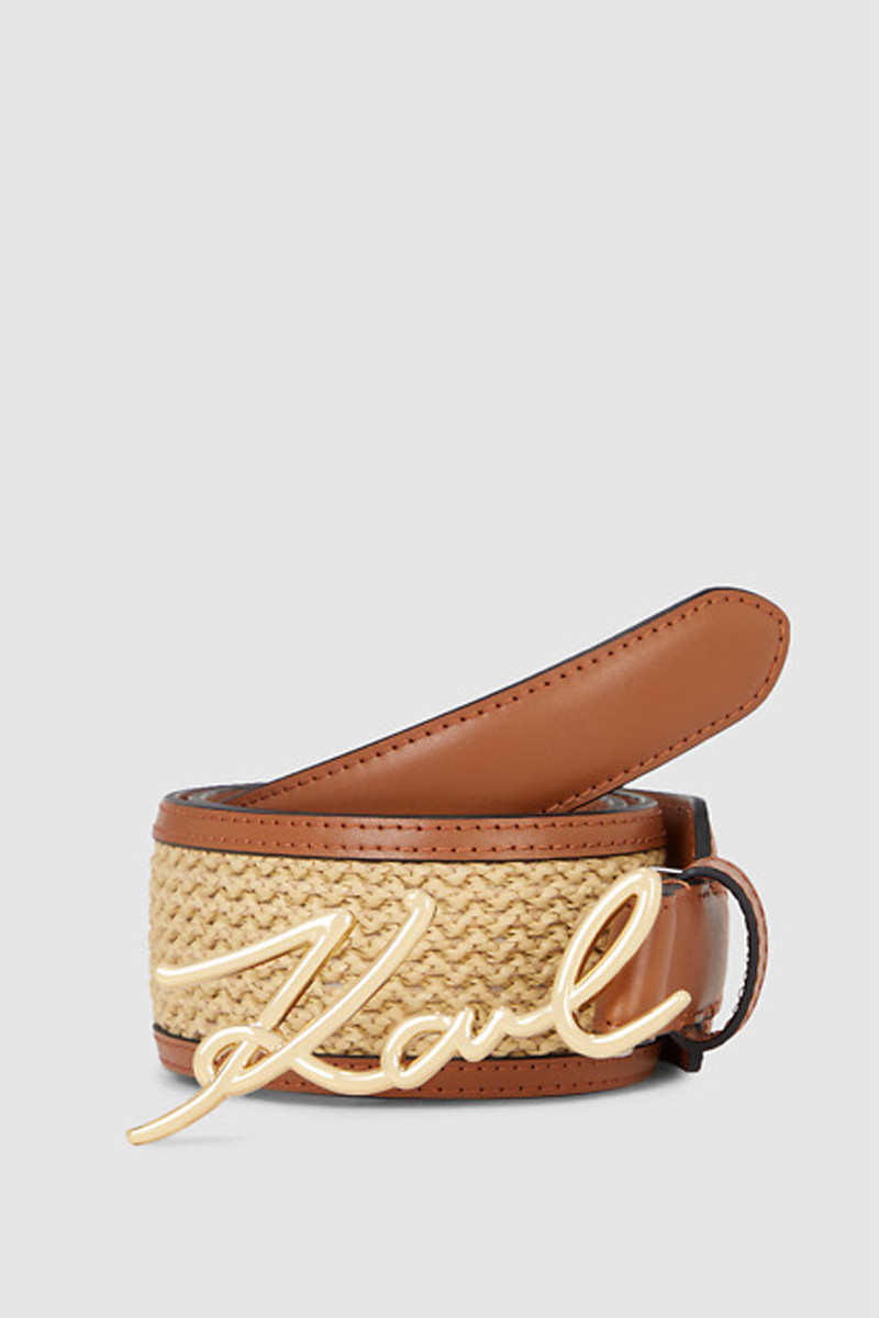 Opasok Karl Lagerfeld K/Signature Md Raffia Belt Natural-Sudan Brown