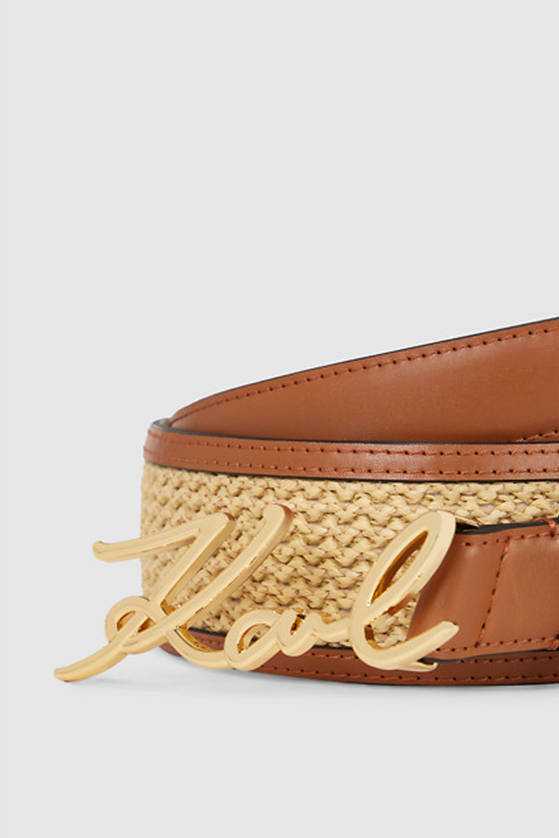 Opasok Karl Lagerfeld K/Signature Md Raffia Belt Natural-Sudan Brown