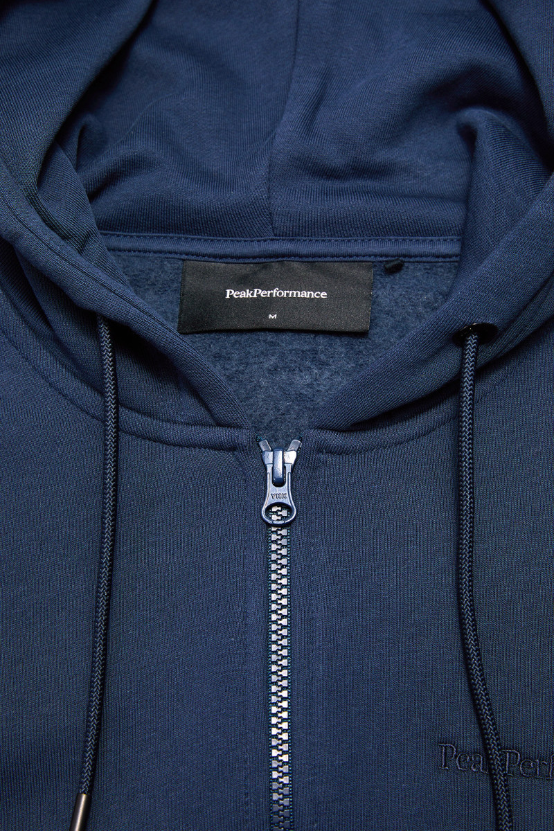 Mikina Peak Performance Original Small Logo Zip Hood Men Blue Shadow