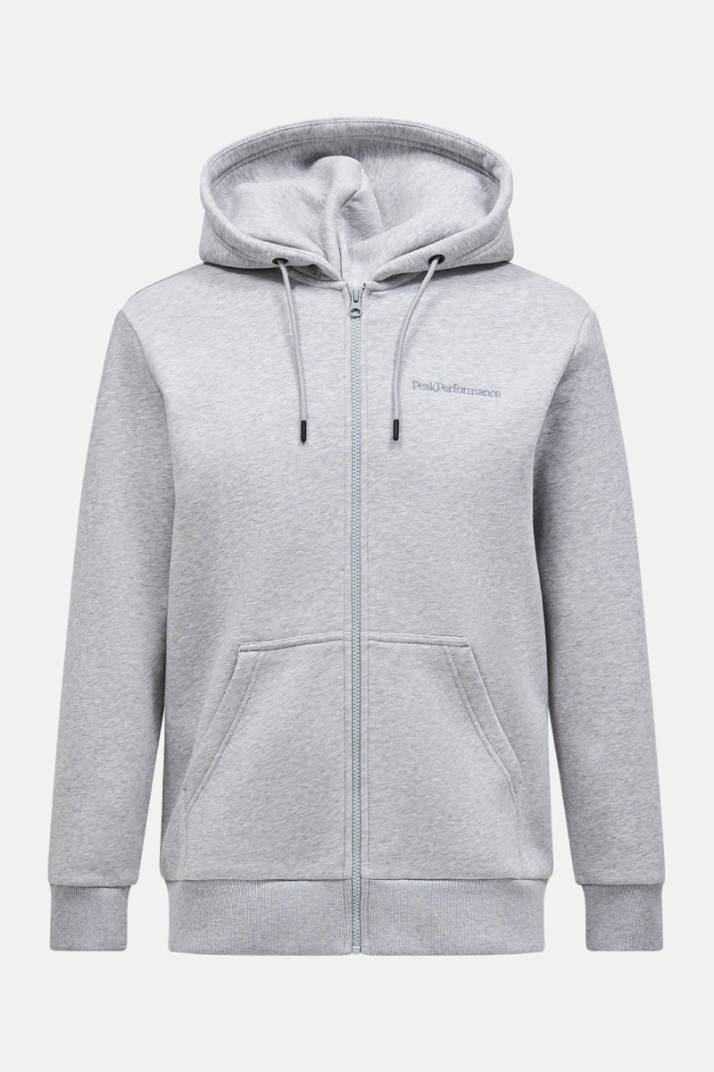 Mikina Peak Performance Original Small Logo Zip Hood Men Med Grey Melange