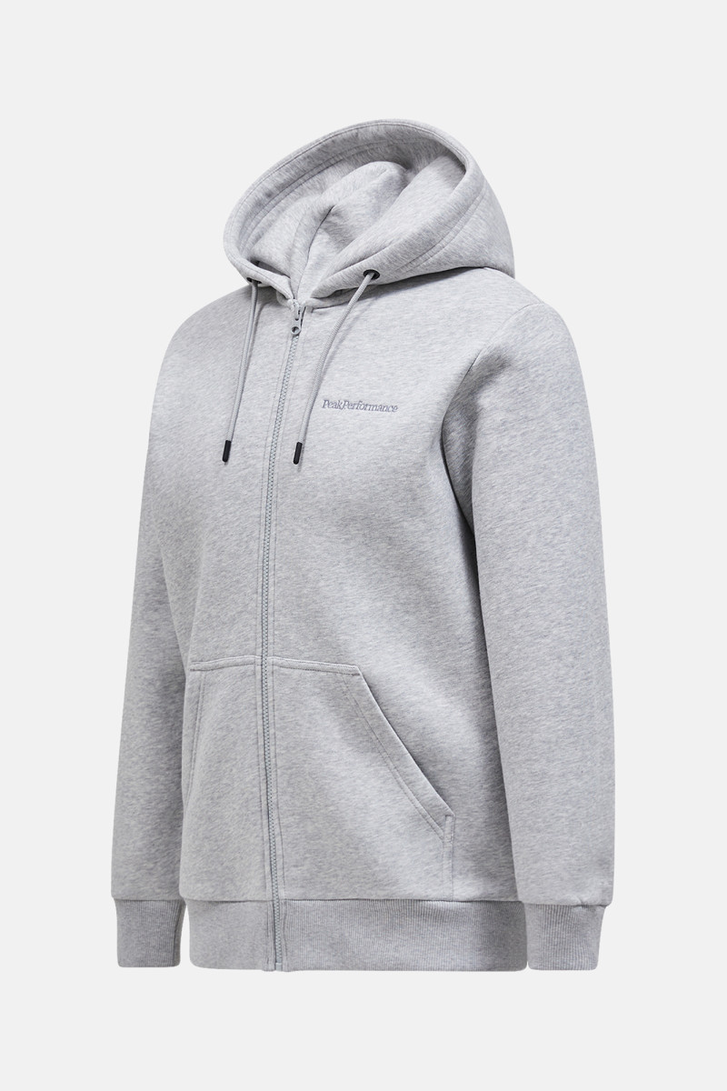 Mikina Peak Performance Original Small Logo Zip Hood Men Med Grey Melange