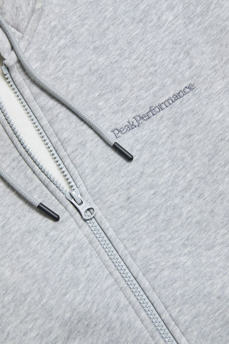 Mikina Peak Performance Original Small Logo Zip Hood Men Med Grey Melange