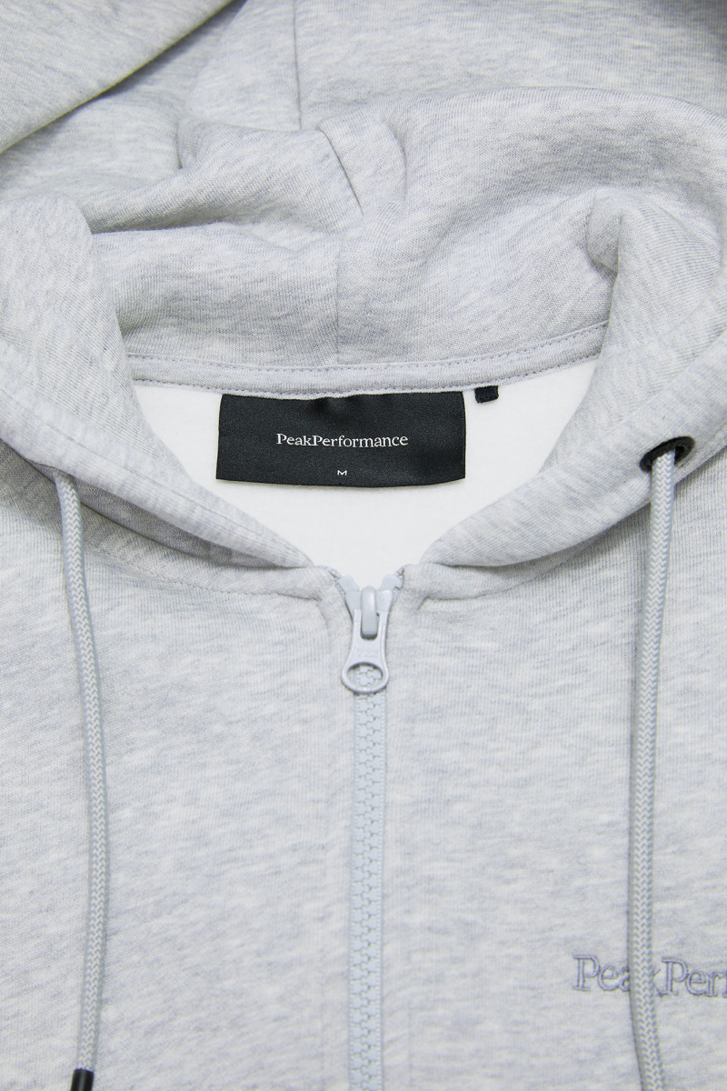 Mikina Peak Performance Original Small Logo Zip Hood Men Med Grey Melange