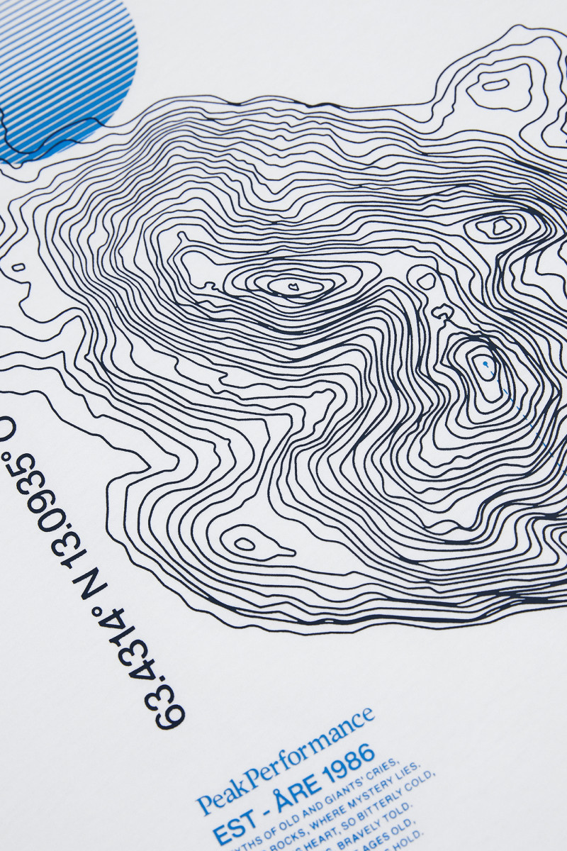 Tričko Peak Performance M Explore Graphic Tee White/Blue Shadow