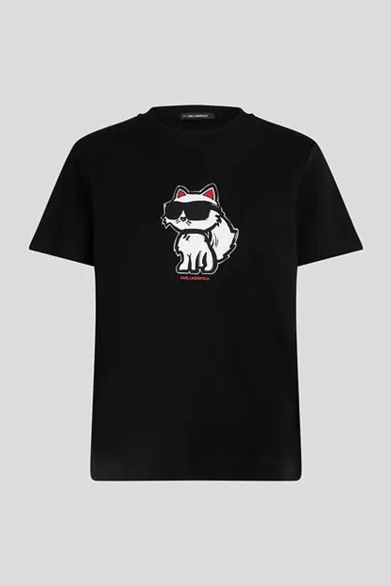 Póló Karl Lagerfeld Ikon Sketch Choupette T-Shirt Black
