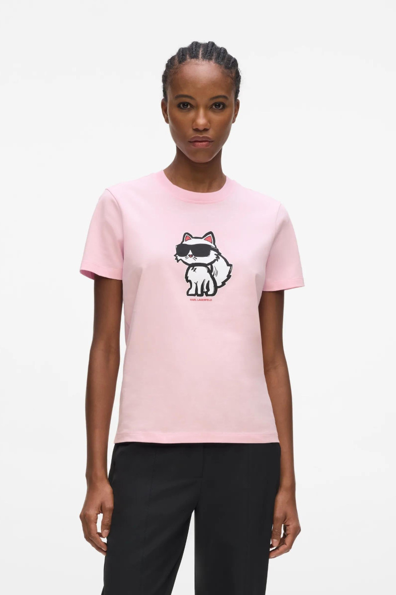 Póló Karl Lagerfeld Ikon Sketch Choupette T-Shirt Sweet Lilac