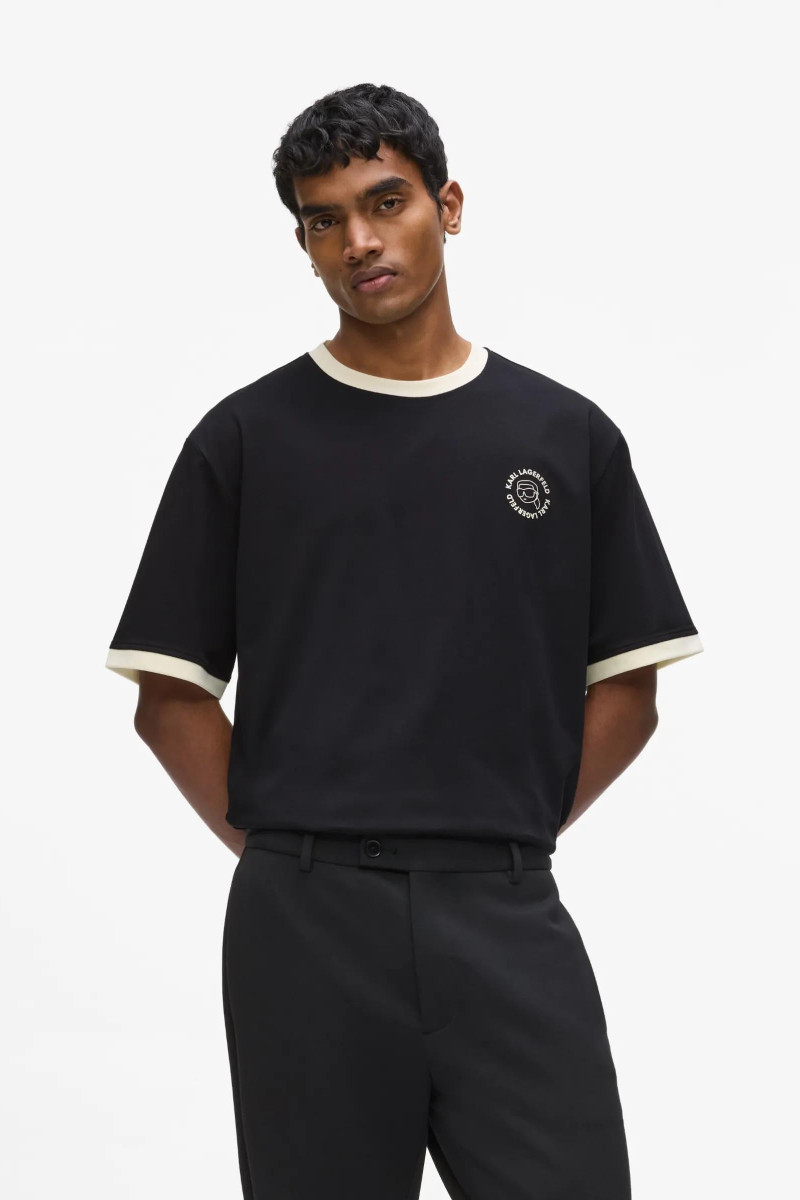 Póló Karl Lagerfeld Ikon Contrast Logo T-Shirt Black