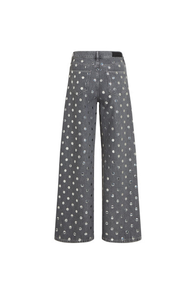 FARMER KARL LAGERFELD STUD DETAIL DENIM PANTS - Kép 2