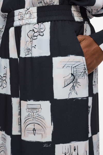 NADRÁG KARL LAGERFELD PRINTED FLUID PANTS - Kép 4