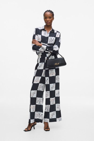 NADRÁG KARL LAGERFELD PRINTED FLUID PANTS - Kép 3