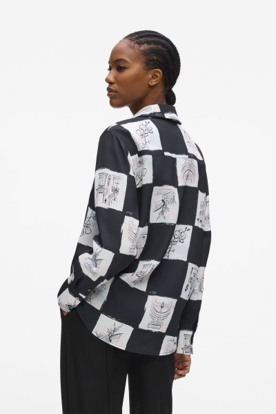 BLÚZ KARL LAGERFELD PRINTED FLUID BLOUSE - Kép 2